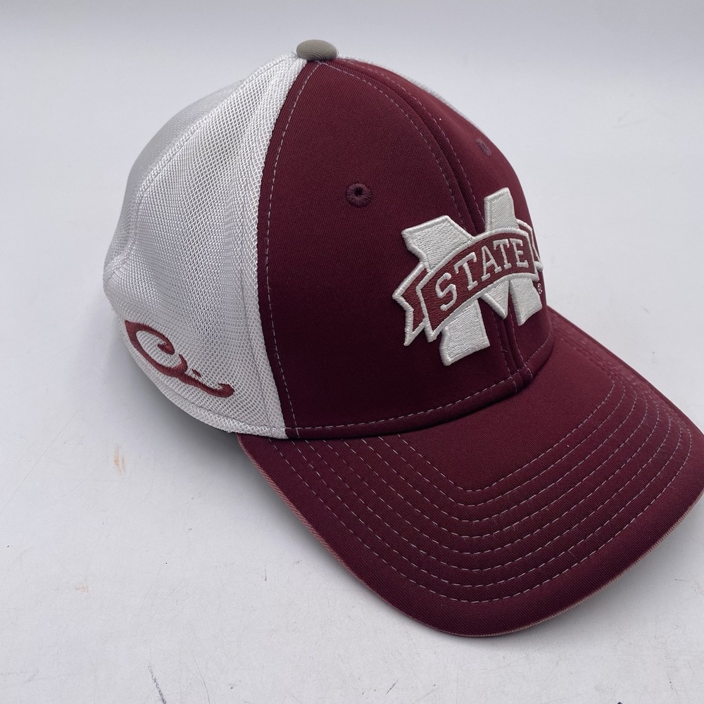 Mississippi State Bulldogs Hat Drake Waterfowl Stretch Fit OSFM Red White Clean